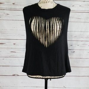 NWOT Poof! Shredded Heart Shape Sleeveless shirt